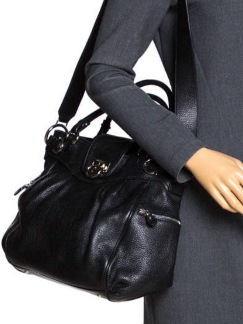 Ferragamo Black Leather Shoulder Bag